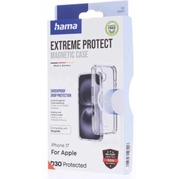Hama Extreme Protect, kryt pro Apple iPhone 17, magnetický, D3O®, nežloutne, průhledný