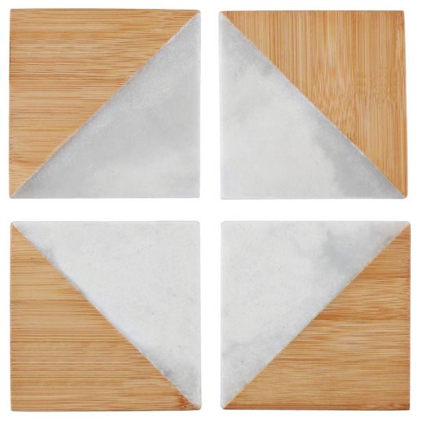 ALPINA Podtácky dřevěné / mramor sada 4 ks čtverec ED-227023ctve
