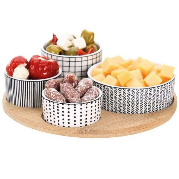 EXCELLENT HOUSEWARE Servírovací misky s kulatým podnosem sada 5 ks KO-278000240