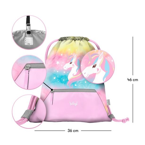 BAAGL SET 3 Zippy plus Rainbow Unicorn: aktovka, penál, sáček