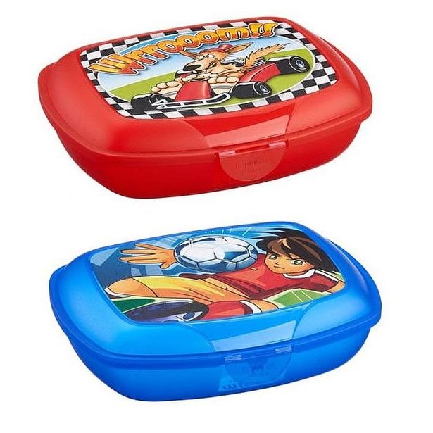 box 1,20l svačina AUTA, FOTBALISTA, 19x14x6cm, klick, plast