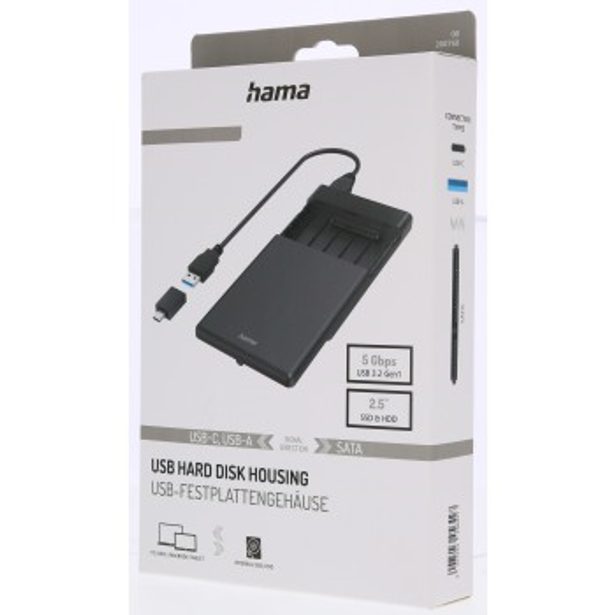 Hama kryt na 2,5" SSD/HDD disk, USB-A + USB-C, SATA, USB 3.2 Gen 1
