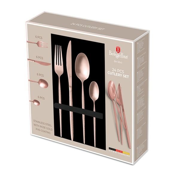 BERLINGERHAUS Sada příborů 24 ks satén Rosegold Metallic Line BH-2641