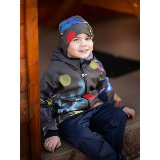 Unuo, Dětská čepice fleecová Sport, Khaki, Fantazie