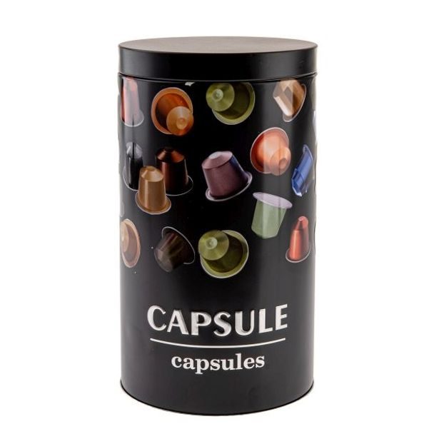 dóza plech. d11x19cm, CAPSULE, na kávové KAPSLE