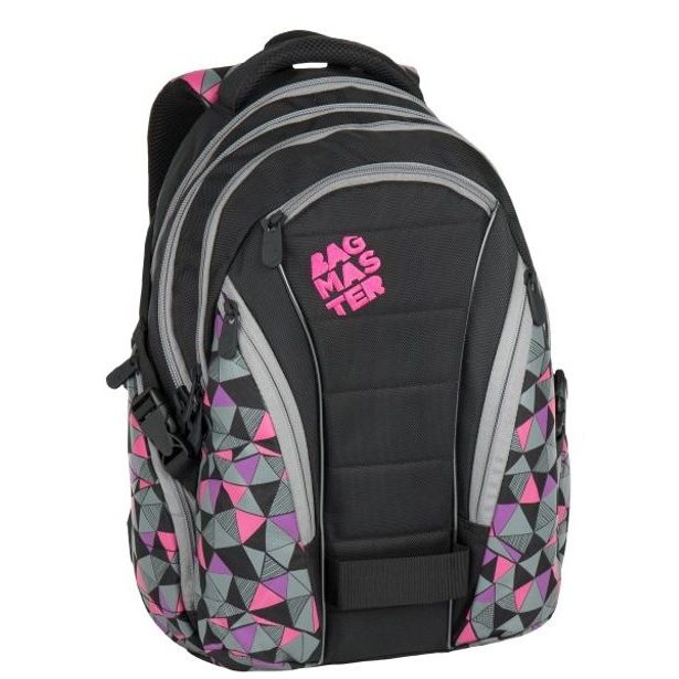 Studentský batoh pro kluky Bagmaster BAG 7 C BLACK/PINK/GREY