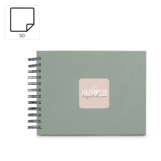 Hama album klasické spirálové FINE ART 24x17 cm, 50 stran, sage, černé listy