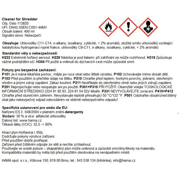 Hama čisticí prostředek pro skartovačky, 400 ml