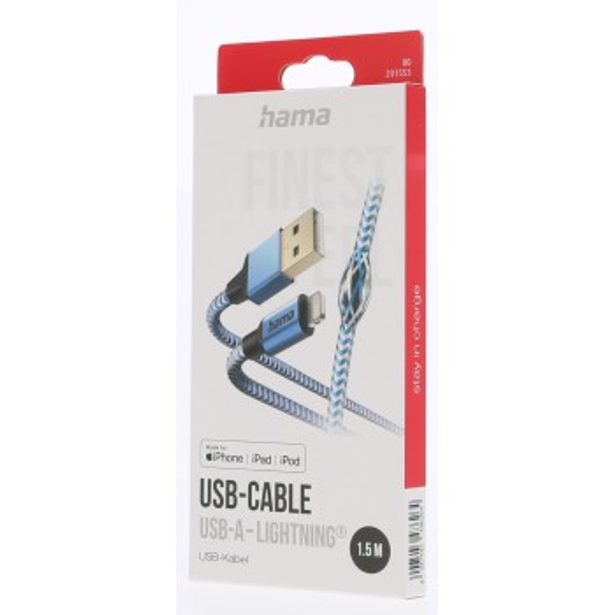Hama MFi USB kabel Reflective pro Apple, USB-A Lightning 1,5 m, modrý