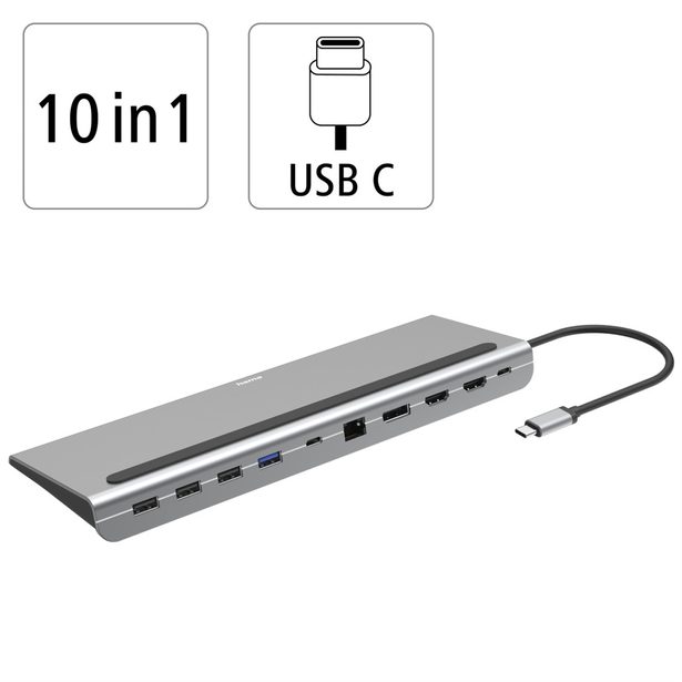 Hama USB-C hub ConnectOffice Pro, 10 připojení