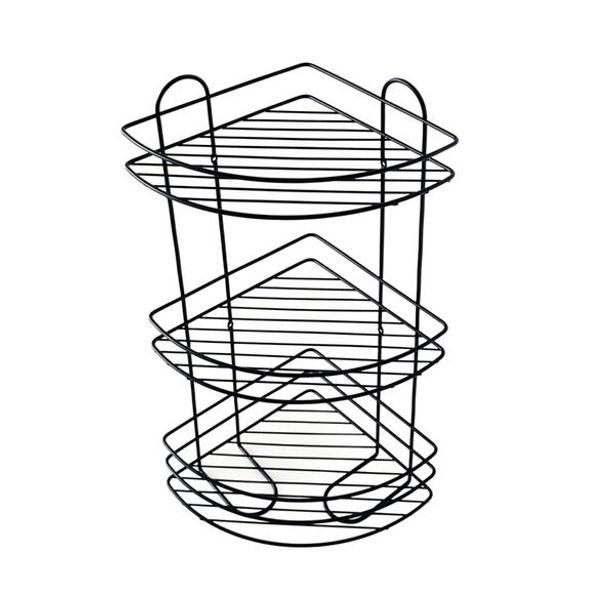 TORO POLIČKA ROHOVÁ KOUPELNOVÁ 3 PATRA ČERNÁ DRÁT_hamashop