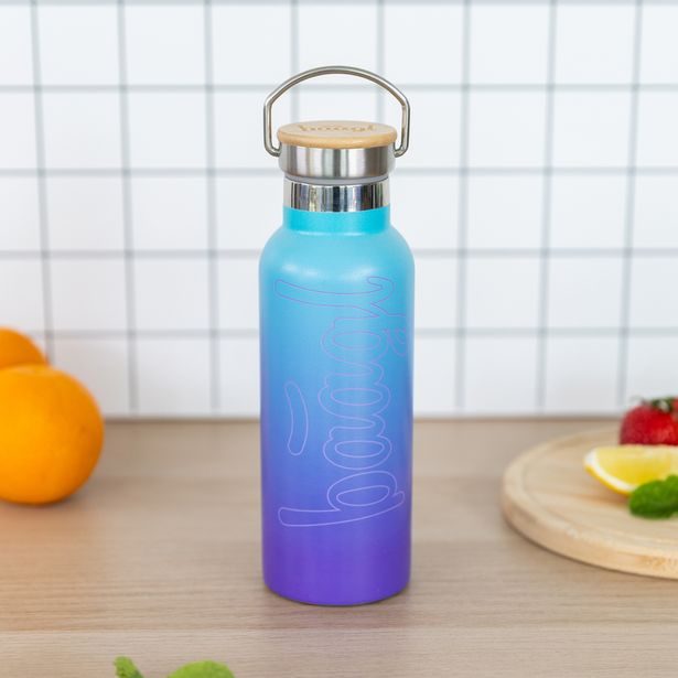 BAAGL Termoláhev s bambusovým víčkem Gradient modro-fialová, 500 ml