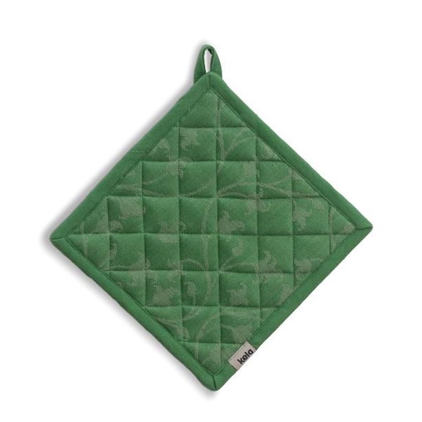 KELA Podložka pod hrnec Cora 100% bavlna světle zelená/zelený vzor 20,0x20,0cm KL-12819