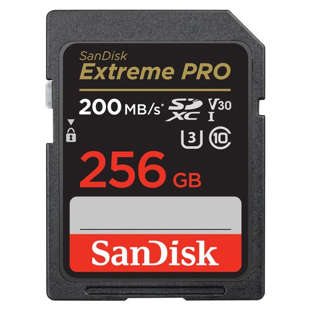 SanDisk Extreme PRO 256GB SDXC Memory Card 200MB/s and 140MB/s, UHS-I, Class 10, U3, V30