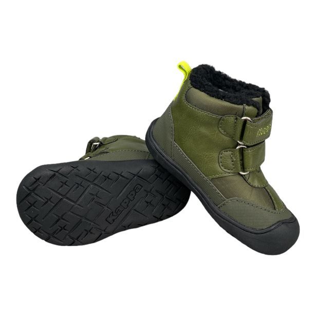 Kappa dětské zimní boty s kožíškem a dinosaurem zelené