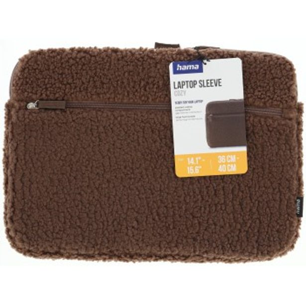 Hama Cozy, obal na notebook, 14,1-15,6" (36-40 cm), chlupatý, přední kapsa, hnědý