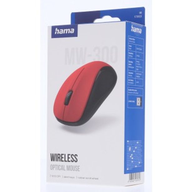 Hama bezdrátová optická myš MW-300 v2, tichá, červená