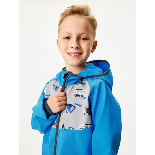 Unuo Dětská softshellová bunda s fleecem Basic, Modrá, Bagr