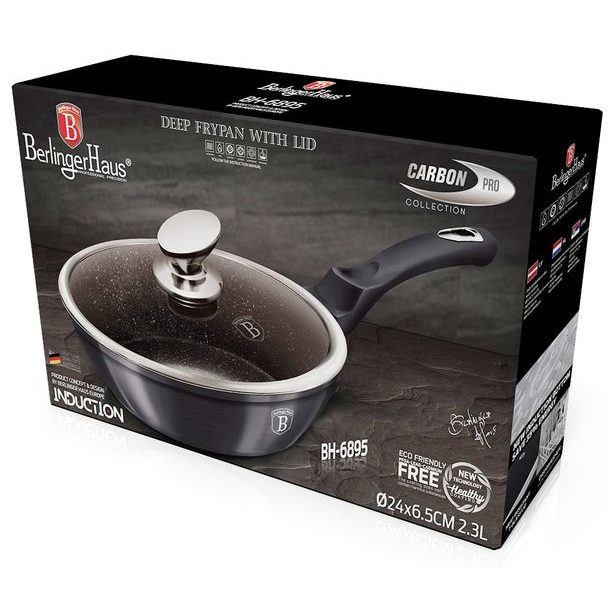 BERLINGERHAUS Pánev s poklicí s mramorovým povrchem 24 cm Carbon PRO Line BH-6895