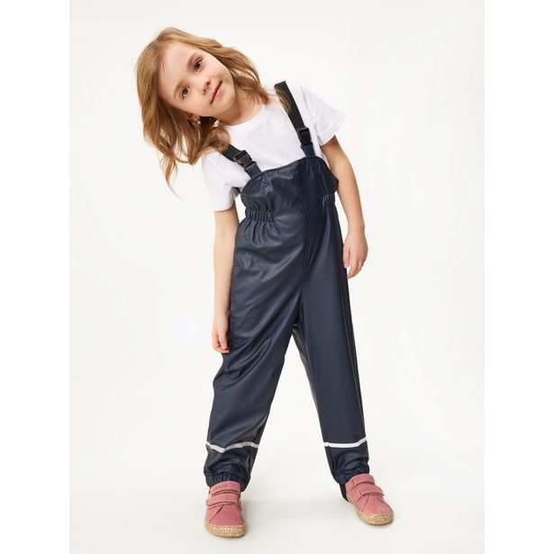 Unuo Dětské nepromokavé kalhoty s fleecem, Tm. Modročerná