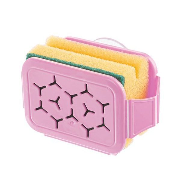 držák houby na nádobí, mačkací, přísavka, plast