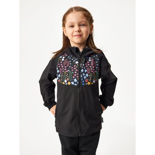 Unuo, Dětská softshellová bunda bez zateplení Basic, Černá, Zahrada