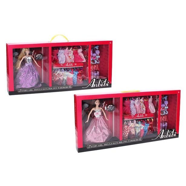 WIKY Panenka s šatníkem 30 cm 12 šatů