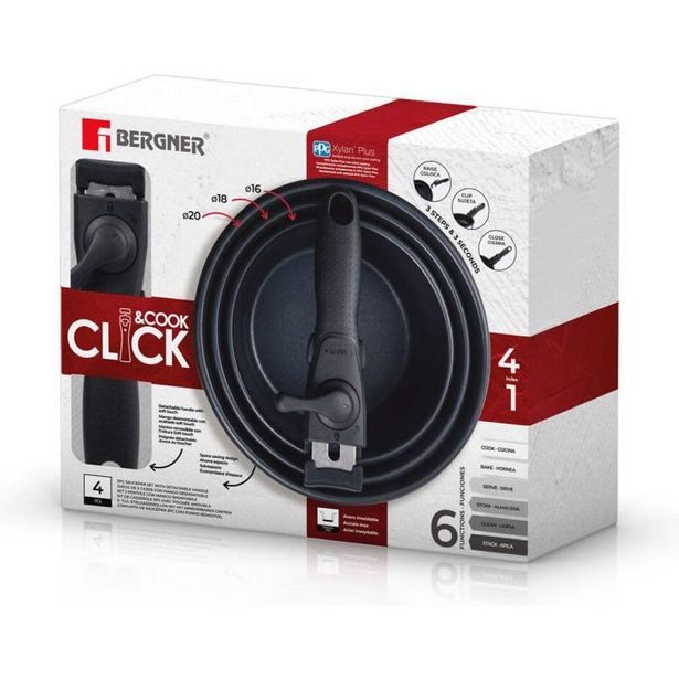 BERGNER Sada hrnců nerez s nepřilnavým povrchem Click&Cook 3 ks 16, 18, 20 cm BG-32293-MM