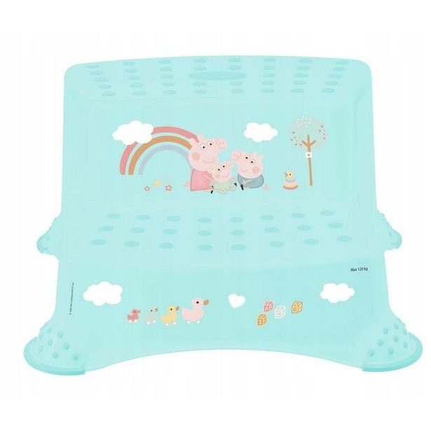 taburetka 2stup. 40x37,v.21cm, pras.PEPA, tyrkys, protiskluz., plast