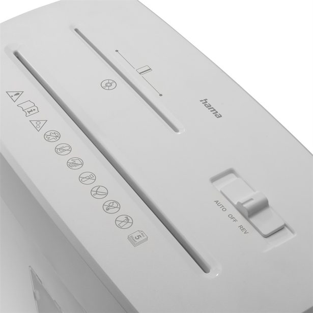 Hama Prime M50CD-W, skartovačka, micro řez, 5 listů, bezpečnostní úroveň P5 T2 E2 O1, bílá