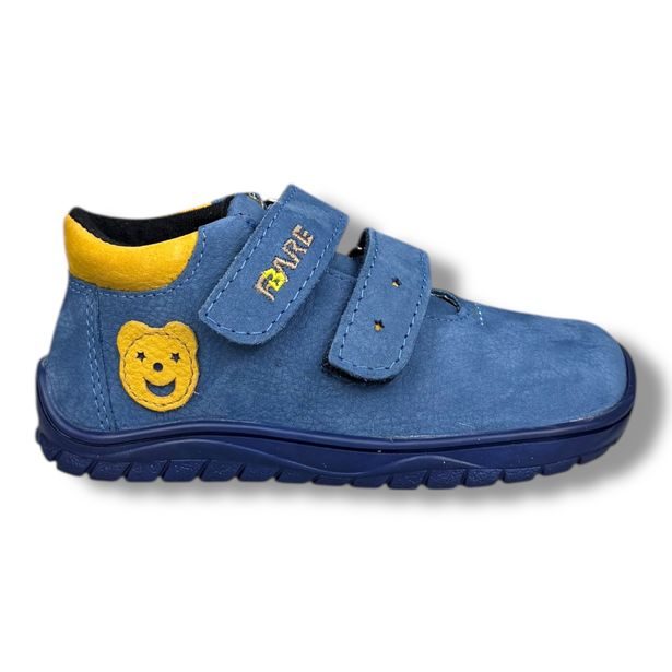 FARE BARE B5426201 – dětské barefoot kotníkové boty z nubukové kůže s membránou, modré