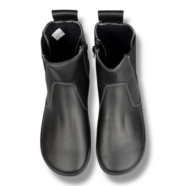 FARE MID-WIDE CHELSEA – dívčí/dámské barefoot kotníkové boty z kůže černé