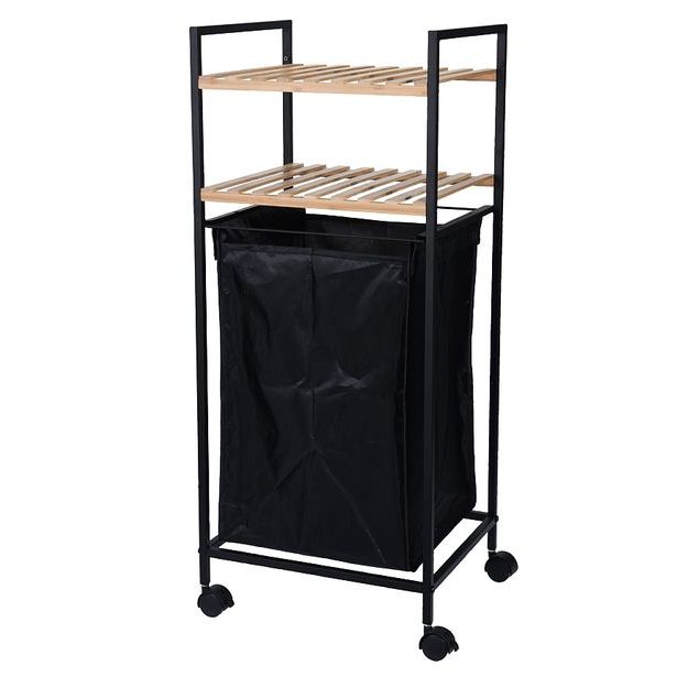 EXCELLENT HOUSEWARE Regál do koupelny s košem na prádlo 2 police dřevo/kov KO-784500070