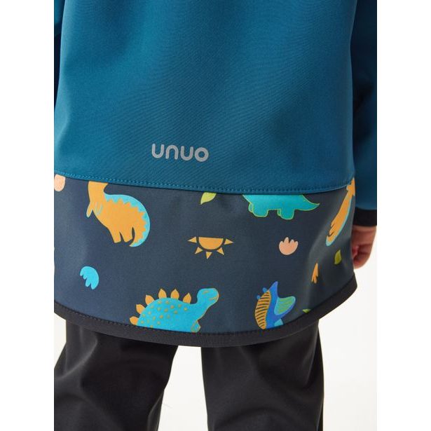 Unuo Dětská softshellová bunda bez zateplení Basic, Kobaltová, Dinosauři