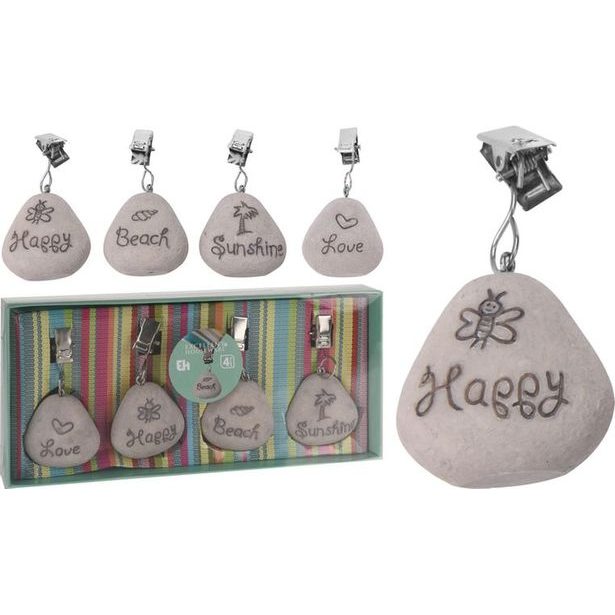 těžítko-závaží 4ks na ubrus "kámen", s klipsem