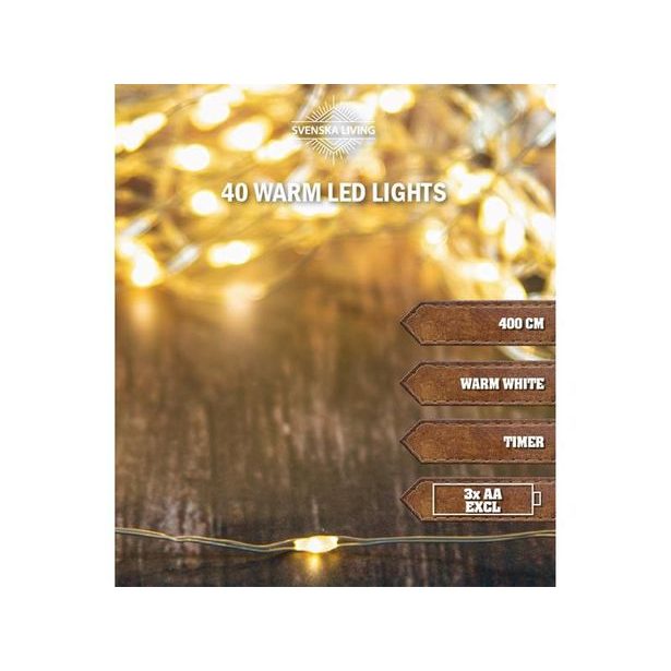 SVENSKA LIVING ŘETĚZ SVĚTELNÝ 40LED S ČASOVAČEM 4M_hamashop