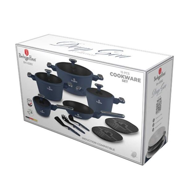 BERLINGERHAUS Sada nádobí s titanovým povrchem 15 ks Deep Sea Collection BH-8382