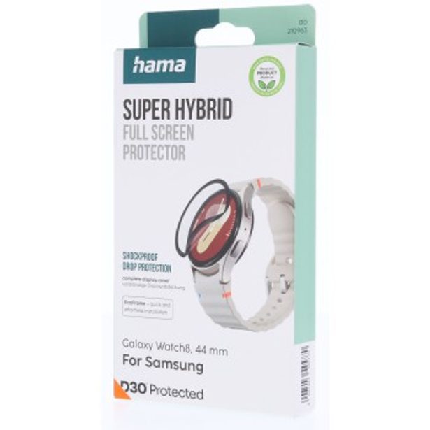 Hama Super Hybrid, ochrana displeje pro Samsung Galaxy Watch 8, 44 mm, D3O®, nerozbitná