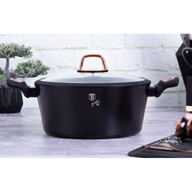 BERLINGERHAUS Kastrol s poklicí s mramorovým povrchem 20 cm Black Rose Collection BH-1641