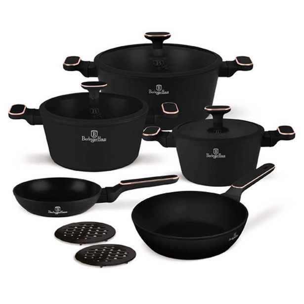 BERLINGERHAUS Sada nádobí s titanovým povrchem 10 ks Black Rose Collection BH-8362