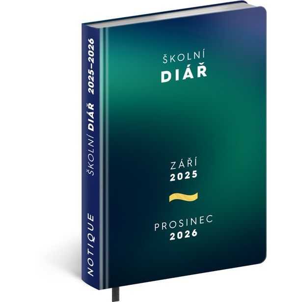 NOTIQUE Školní diář Zelený (září 2025 – prosinec 2026), 9,8 x 14,5 cm