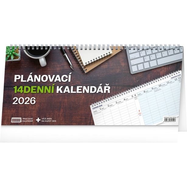 NOTIQUE Stolní kalendář Pracovní 2026 – 14denní, 33 x 14,5 cm