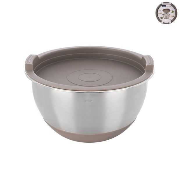 O Miska nerez+UH víko BEIGE pr. 15,7 cm