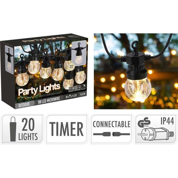 PROGARDEN Světelný řetěz LED PARTY 20 žárovek černý KO-LE2200140