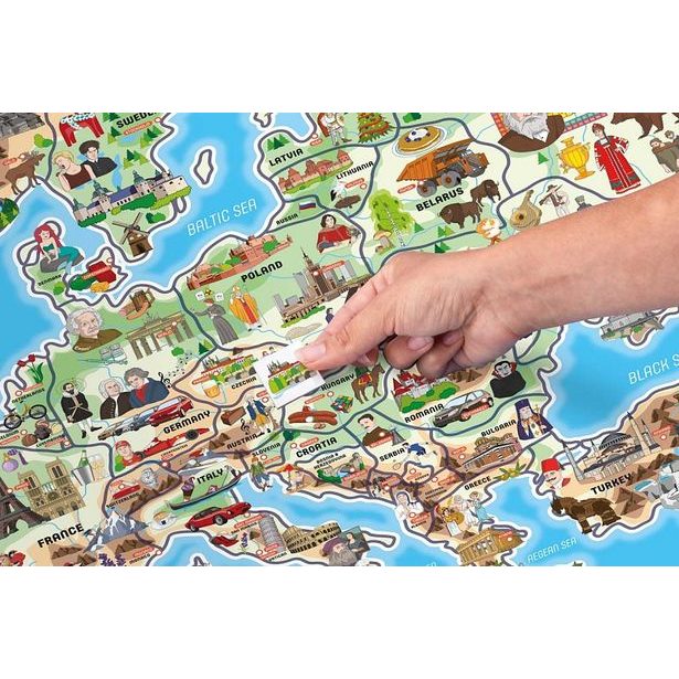 Magnetická mapa EVROPY, společenská hra 3 v 1 v AJ