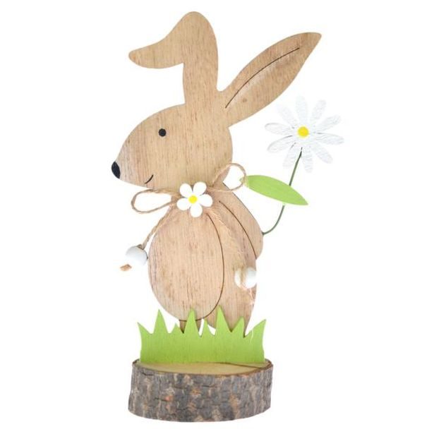 Arpex DEKORACE DŘEVĚNÁ ZAJÍČEK NA PAŘEZU 17 CM_hamashop