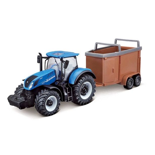 Bburago Bburago - FarmLand, Traktor se setrvačníkem s vlečkou, 10cm, assort