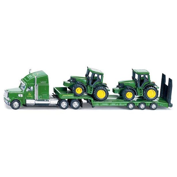 SIKU Farmer - Tahač s podvalníkem a traktory John Deere, měřítko 1:87