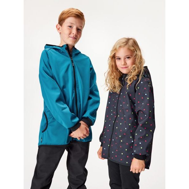 Unuo, Dětská softshellová bunda s fleecem Basic, Černá, Puntík