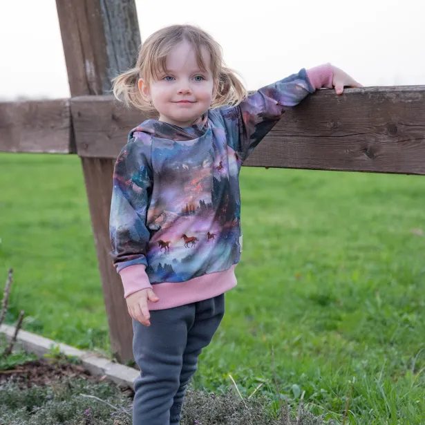 ESITO Dětská mikina s kapucí Horses - růžová